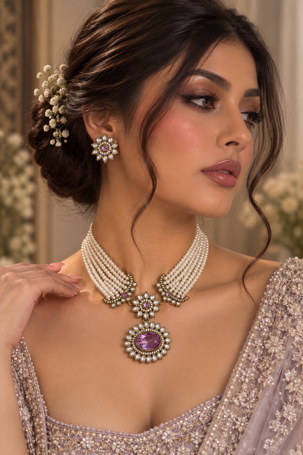 Pearl Semi-Mala Kundan Set